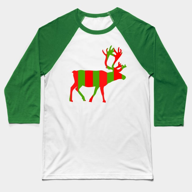 GREEN And Red Reindeer Xmas Baseball T-Shirt by SartorisArt1